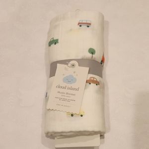 💕🚗✨️NWT Cloud Isand Muslin blanket transportation cars print baby boy swaddle